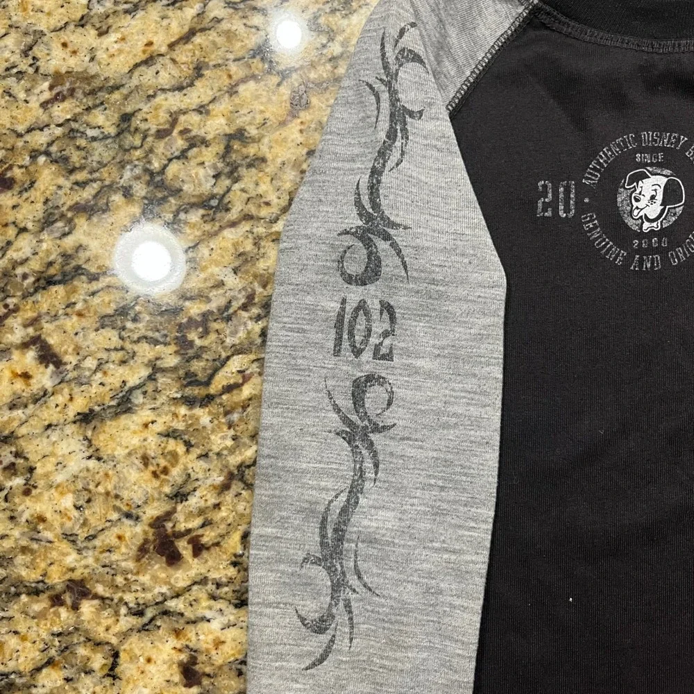 Vintage Disney 102 Dalmatians Long Sleeve Raglan Shirt Boy 6 Black Grey 2000
